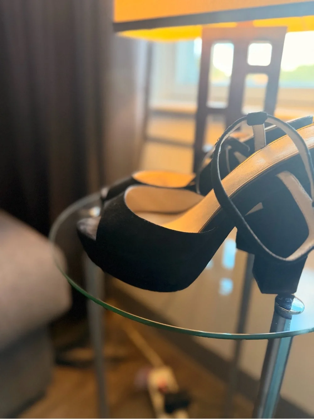 Jessica Simpson Black Suede Open-Toe Ankle-Strap Heels